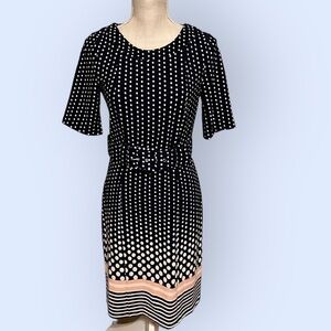 Ile  navy polka dot dress with belt. Size 8